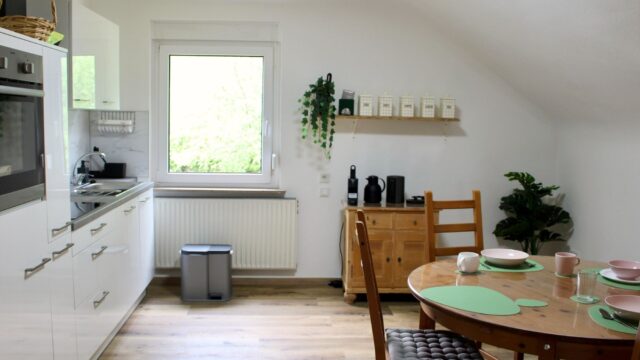 bostalsee-ferienwohnung-schwarzhfo-hahnekraeh-wohnkueche-kuechenzeile-esstisch